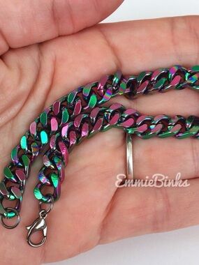 New Oil Slick Rainbow Chain Link Bracelet | Iridescent Miami Cuban Chain Links